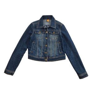 Jou Jou Premium Denim Collection Women's Small Blue Jean Jacket Pockets EUC